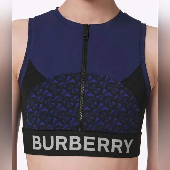 Burberry Navy and Black Logo Crop Top - Picture 1 of 4